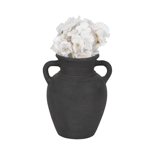 Sagebrook Home Black Boho Terracotta Vase - Amphora-Style Decorative Flower