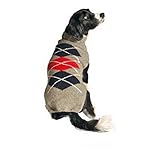 Chilly Dog Grey Classic Argyle Dog Sweater, Medium