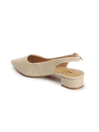 Image of Carlton London Women's Textured Pointed Toe Block Heel Pumps