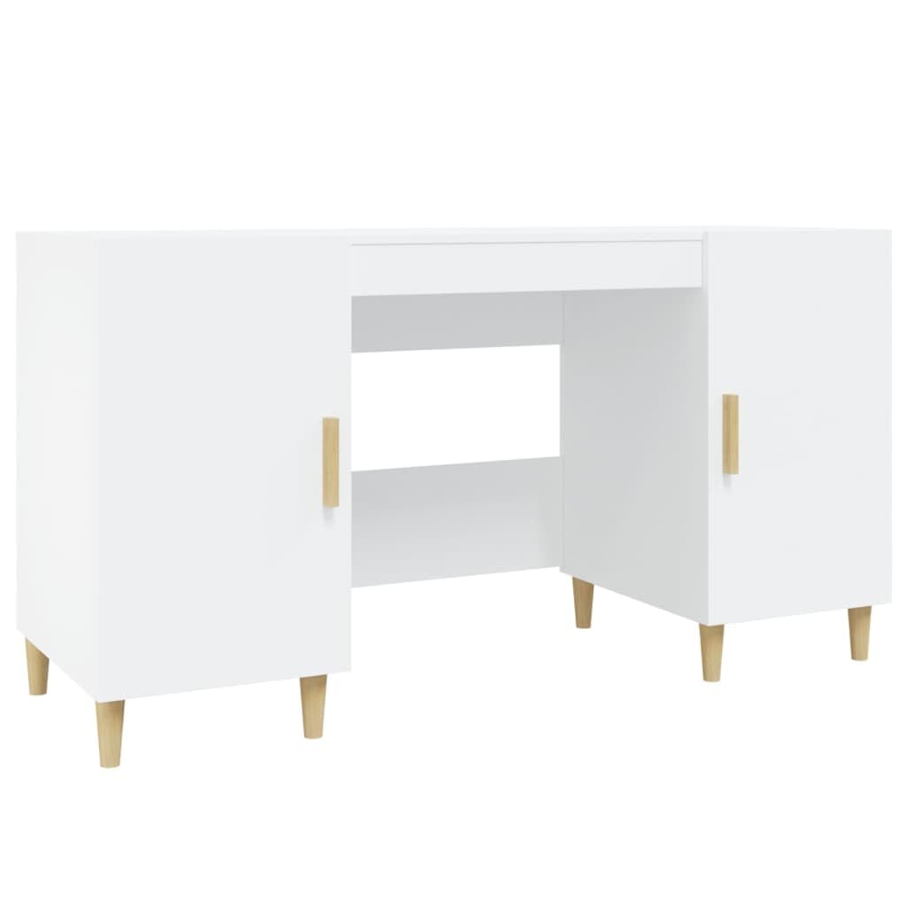 vidaXL Escritorio Oficina Trabajo Estudio Ordenador Mueble Despacho Cajones Almacenamiento Decorativo de Madera Contrachapada Blanco