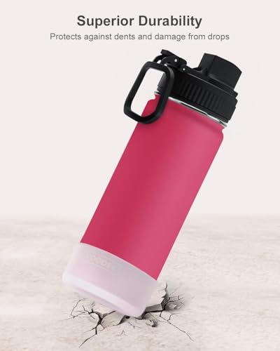 Image of koodee 16 oz Water Bottle Stainless Steel Double Wall Vacuum Insulated Water Bottle for School, Wide Mouth Water Flask with Straw (Canyon Red)