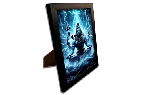 Frame Cart Lord Shiva Digital Art Photo Frame for Home and Office Decor | Divine Hindu Deity Wall Art for Living Room, Bedroom, or Office Wall Decorations (Multicolor 15, 4x6 Inches)