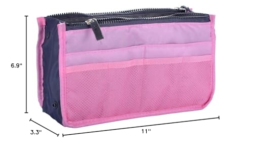 CJESLNA Lady Women Travel Insert Handbag Organiser Purse Large Liner Organizer Tidy Bag-Pink - Thumbnail 3