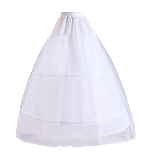 Women Crinoline Petticoat A-line 2 Hoop Long Underskirt Wedding Ball Gown Petticoat Crinoline White