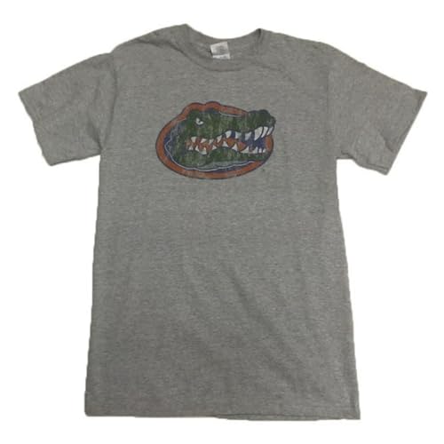 Florida Gators Athletic T-Shirt, Distressed Logo Design, Gray (US, Alpha, Medium, Regular, Regular, Florida Gators)