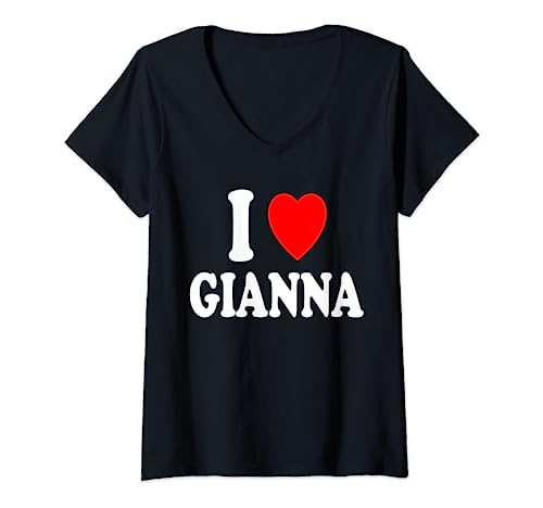 Mujer I Heart (Amor) Gianna Linda pareja pareja cónyuge casada Camiseta Cuello V