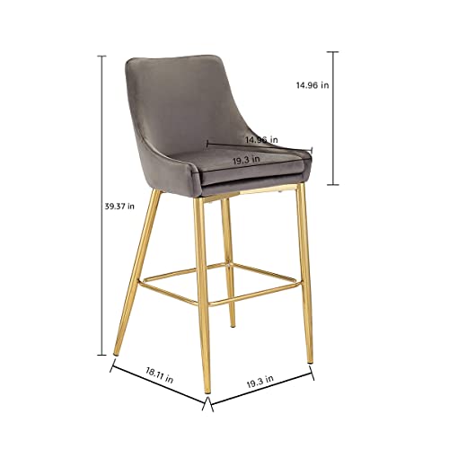 Canglong Velvet Upholstered Counter Stool Chair With Metal Legs For Bar, Kitchen, Dining Room, Living Room And Bistro Pub, Set Of 2, Grey #TOP4