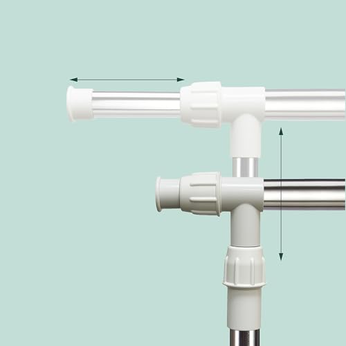 Perchero móvil regulable de acero, burro para ropa extensible con ruedas y balda 6