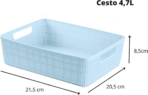 Kit 3 Cestos Organizadores Multiuso Rattan Home Organizer P-M-G Cor: Azul