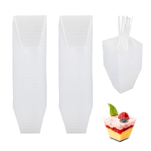 Coppette Dessert Plastica 180ml - Set Da 50 Con Coperchi E Cucchiai - Per Finger Food, Gelato, Tiramisù - Foto 9