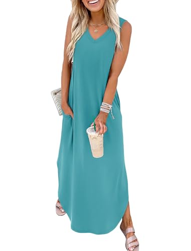Image of Sampeel Summer Dresses Maxi Dress Vacation Beach Sundresses 2025 with Pockets