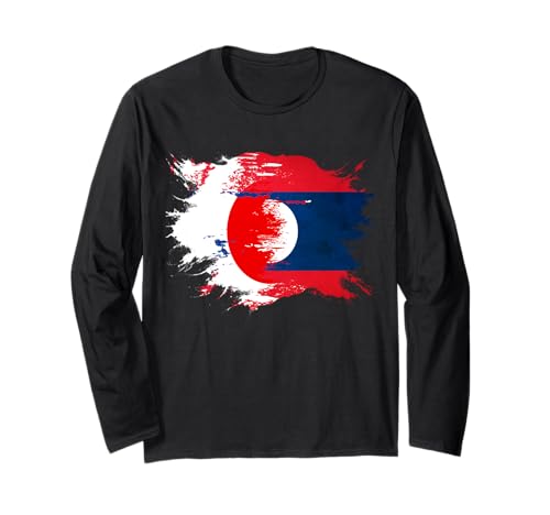 Bandera japonesa y laosiana del patrimonio del ADN Manga Larga