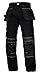Men's Heavy Duty Cordura Work Pants with Utility Tool Pockets and Reinforced Knees Tactical Carpenter Safety Trousers Black W34-L34