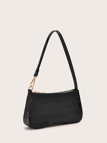 SweatyRocks Women's Small Crocodile Print Shoulder Bag Leather Clutch Purse Handbag with Zipper Closure2