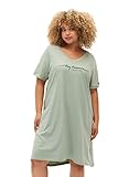 Zizzi Damen Große Größen Nachthemd Baumwolle Print Gr 42-44 Green Milieu w. Day