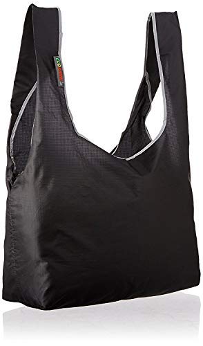 Ecojeannie 3 Pack Ripstop Nylon Foldable Reusable Bags Grocery Shopping Bag, Built-In Pouch, Rbs038 (Black-Black-Black) #TOP1
