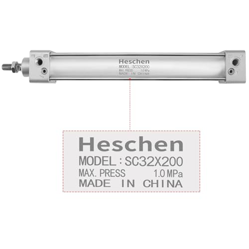 Vérin pneumatique anti fuite double effet course 200mm Heschen