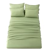 Ghooss Queen Sheet Set 6 Pieces, Brushed Microfiber Cooling Bed Sheets Soft & Breathable,Fade Resistant Sheet Set with 14' Deep Pocket -Sage Green,Queen