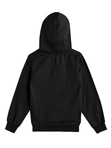 Image of ADBUCKS Rich Cotton Full Sleeves Zipper Sweatshirt for Girls and Boys Jacket with Hoodies (Solid Black, 12-13 Years)