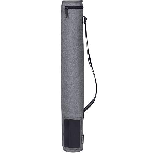 CleverMade 6 Can Cooler Sleeve - Insulated 6-Pack Cooler Tube with Adjustable Shoulder Strap, Easy Access Can Opening, and Neoprene Storage Pocket - Grey/Charcoal