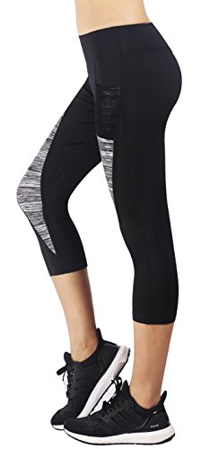 Neonysweets Womens Sports Yoga Pants Capris Active Workout Leggings Out Pockets