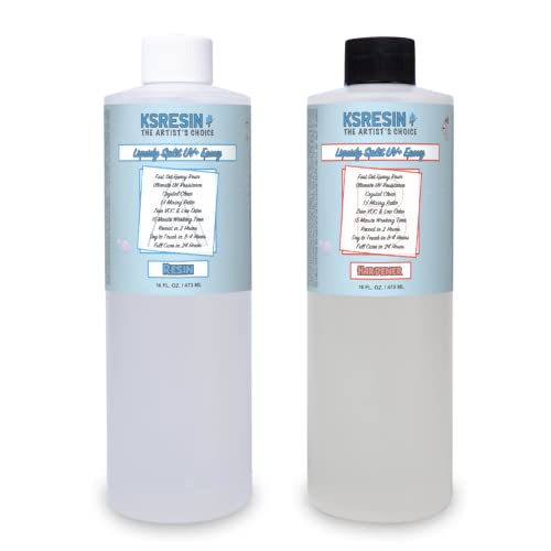 KSRESIN Liquidy Split Ultra UV Fast Drying Tumbler Epoxy Resin | 32 Ounce Kit (Combined) | Made in The USA Clear