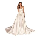 vestidos de novia corte sirena sencillos Hombros sexy, curva de clavícula acentuada, ajuste de drapeado