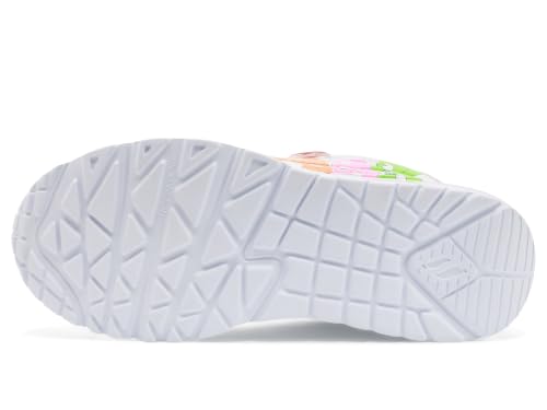 Skechers Baskets Uno Lite pour Fille, Blanc synthétique/Bordure Multiple, Pointure 1 UK Enfant