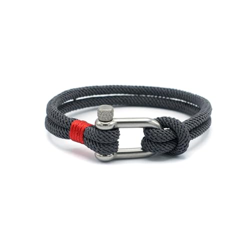 Équ'inox Bracelet Nautique Homme & Femme |Corde Marine 5 mm & Fermoir Acier Inoxydable| artisanat français (Bracelet Manille | Gris anthracite - force,...