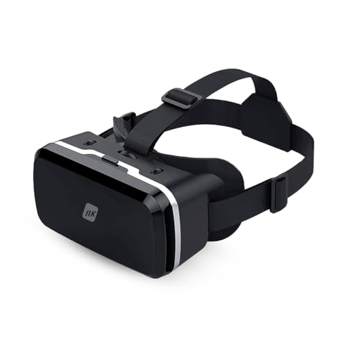 NK Smartphone 3D VR Bril - Virtual Reality Smart Glasses voor Smartphones 4.7" - 6.53", Kijkhoek 90-100 Graden, 360° Draaibaar, Verstelbare Lens en Pupil, compatibel met iPhone Android - Zwart