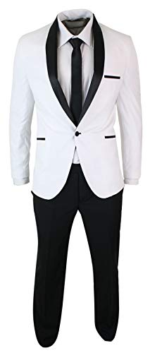 Costume d'affaires HOTK pour homme 2 pièces blanc et noir élégant chic
