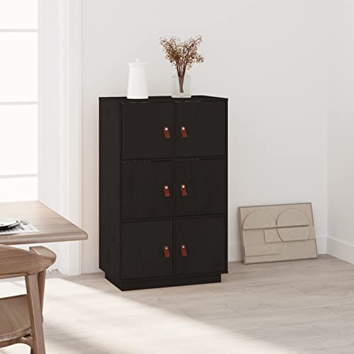 Meuble haut de cuisine en pin massif avec tiroirs 67 x 40 x 108,5 cm Finition noire