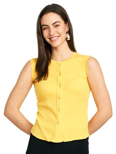 Image of Modeve Women Ribbed Sleeveless Fitted Top for Summer