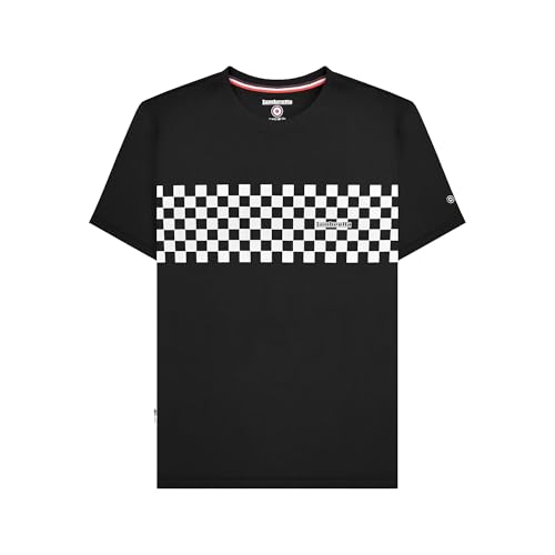 Image of Lambretta Mens Checkerboard Target Logo Short Sleeve T-Shirt (UK, Alpha, M, Regular, Regular, Black/White)