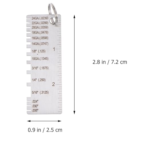 2 piezas Calibrador de espesor de soldadura de acero inoxidable Medidor de grosor de chapa metálica para inspección precisa de espesor de metal Diseño compacto con llavero para fácil transporte miniatura 2