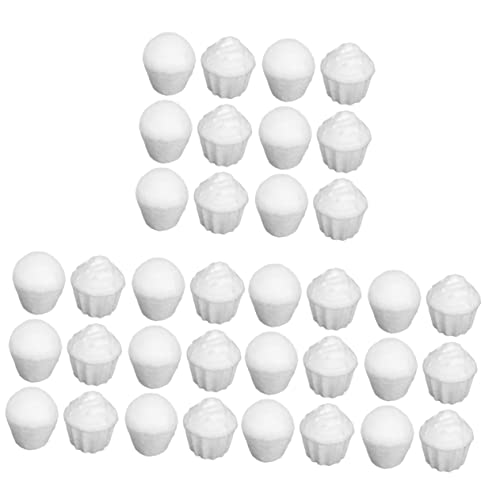 Toyvian 36 Peças De Modelagem De Bolo De Espuma De Cupcake Branco