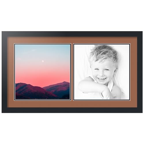 ArtToFrames Collage Photo Frame Double Mat with 2-12x12 Openings with Satin Black Frame and Paloma mat.