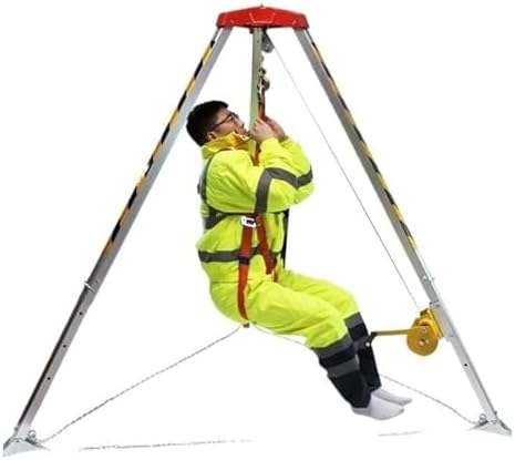 Fall Arrest Kits,Confined Space Tripod Kit 7ft Legs, 1200/1800/2600lbs Firefighting Rescue Tripod for Pipelines Tunnels Sewer, 98' Cable Lift System with 3(2600LBS Winch
