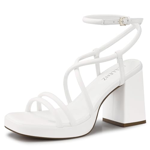 Image of CELLENZ Women Chunky Platform Heels: 3.9 Inch High Heel Prom, Wedding, Party, Square Open Toe Heeled Sandals, Strappy Comfortable Sexy Dressy Heels