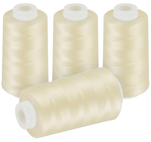 ilauke Hilo Overlock 4 conos grandes, 40/2, 3000 yd cada uno (2743 m), 100% poliéster; para máquinas overlock, costura, acolchados, patchwork y ropa