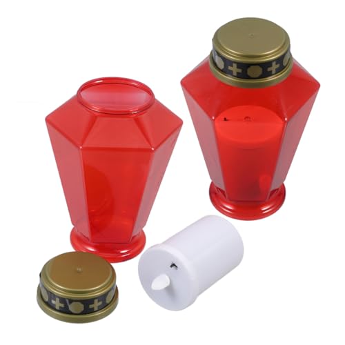 Velas led hexagonales de cementerio y jardín para decoración religiosa sin batería, pack de 2