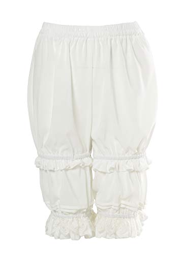 Nuoqi Pantaloons Women Lolita Bloomer Victorian Steampunk Bloomers Lace Ruffles Pumpkin Shorts Puffy Clown Pants White