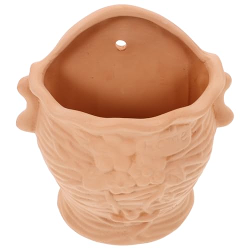 VICASKY Spider Plant Hanging Succulent Wall Stand Mounted Plants Terracotta Holder Pot - Planter with Drainage for Indoor Ideal Home Decor and Space Saving Light Brown Clay Succulents Pothos