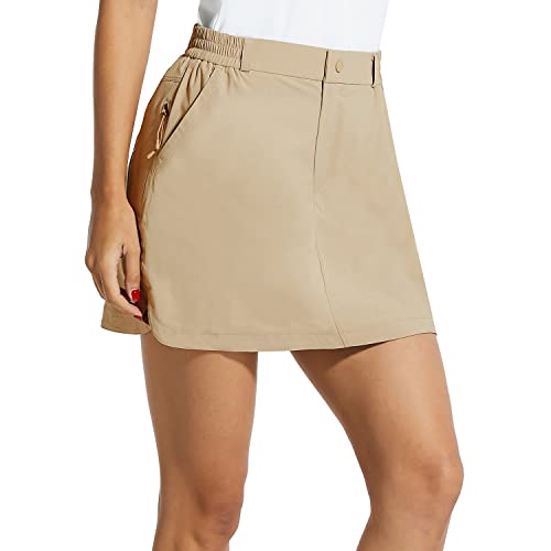 BALEAF Women s Golf Skorts 4 Pockets 15  UPF 50+ Athletic Skirt Quick Dry Lightweight for Tennis,Hiking,Everyday Casual Khaki L