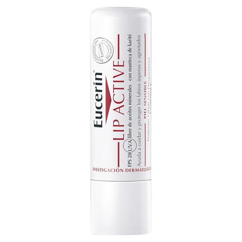 Eucerin pH5 Lip Active 4,8 g, reparierender Lippenbalsam mit LSF 20 für spröde, rissige Lippen, Lippenpflege mit Sheabutter, Jojobaöl, Dexpanthenol und Vitamin E