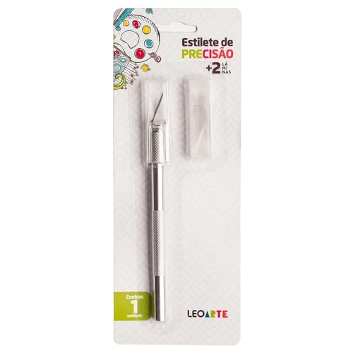Estilete Tipo Bisturi C/2 Laminas Extras Blister Leo&leo Leonora, Prata