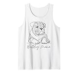 bulldog inglese mamma bulldog mamma carino line art cane artistico canotta