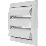 Ø100mm 153x148 mm Dunstabzugshaube mit eingebautem Schädlingsschutz, Lüftungsschlitzabdeckung, HVAC-Abluftkanalabdeckung, Auspuffkappe (Ø100 mm, Weiß)