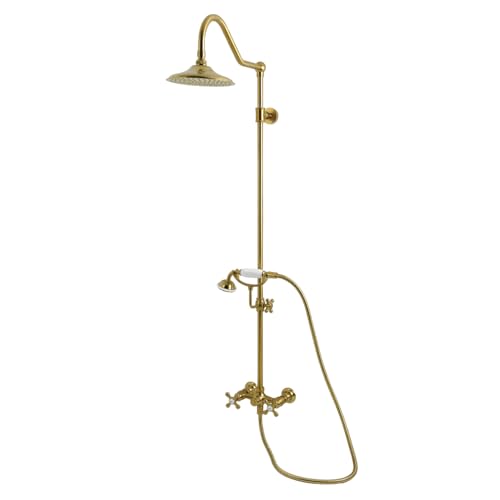 Kingston Brass Wall Mount Rain Shower System Brushed Brass