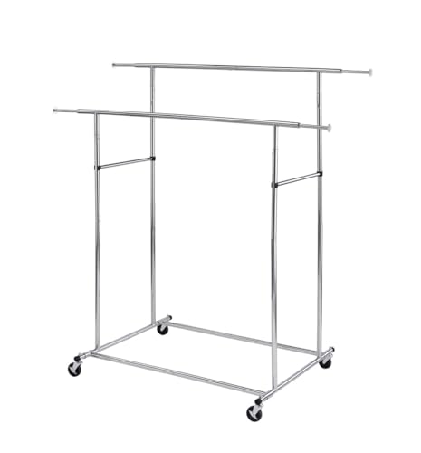 65 in. Dual Bar Adjustable Industrial Garment Rack